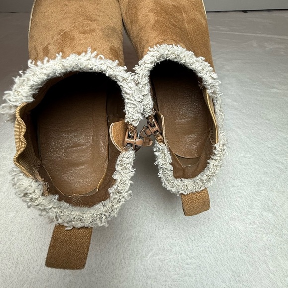 Cozy Tan Ankle Boots with Faux Fur Lining - Picture 8 of 13